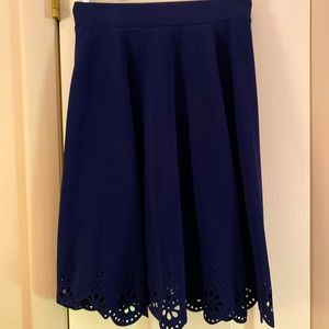 Navy Laser-cut scalloped skirt